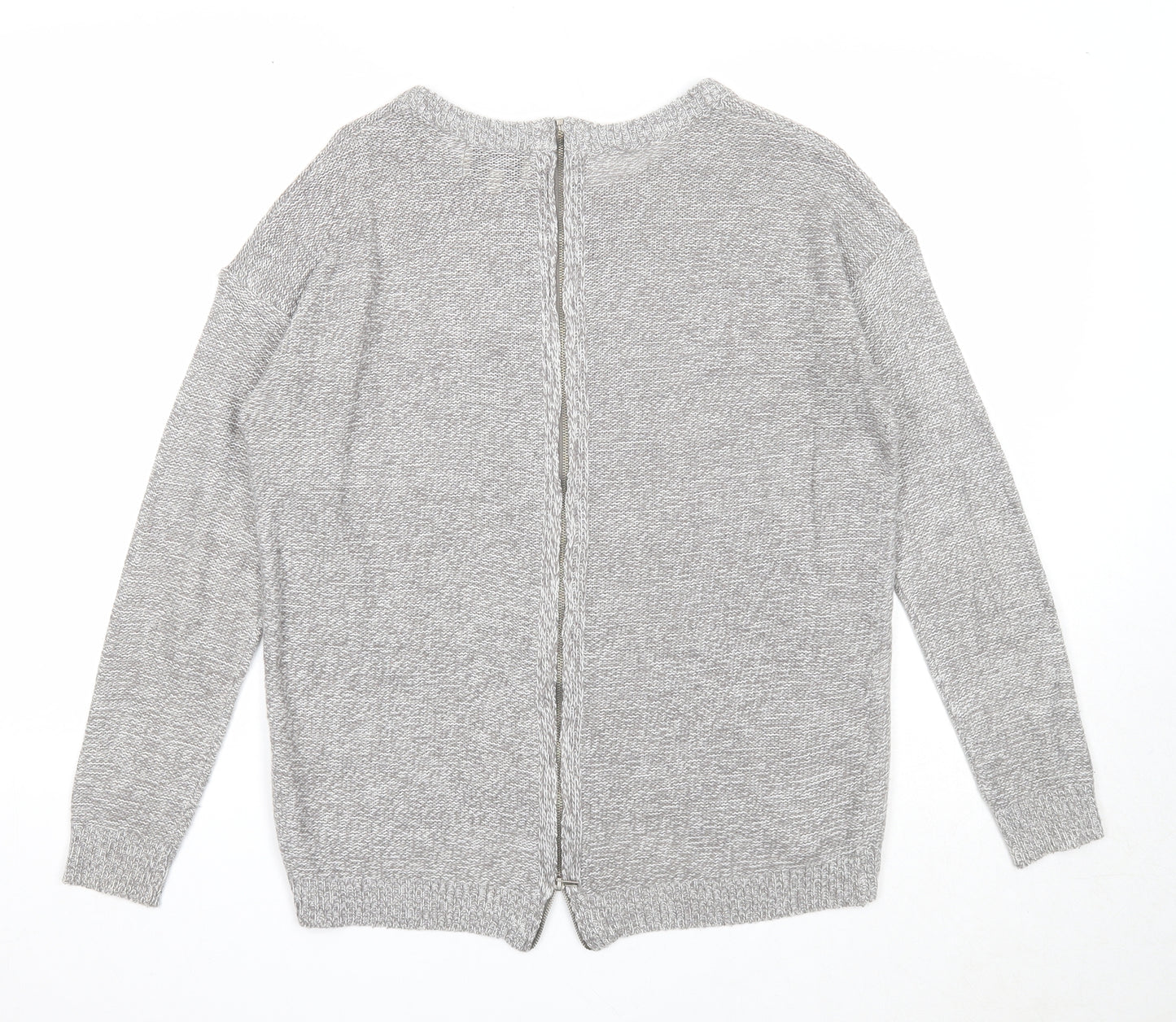 Papaya Womens Grey Boat Neck Acrylic Pullover Jumper Size S