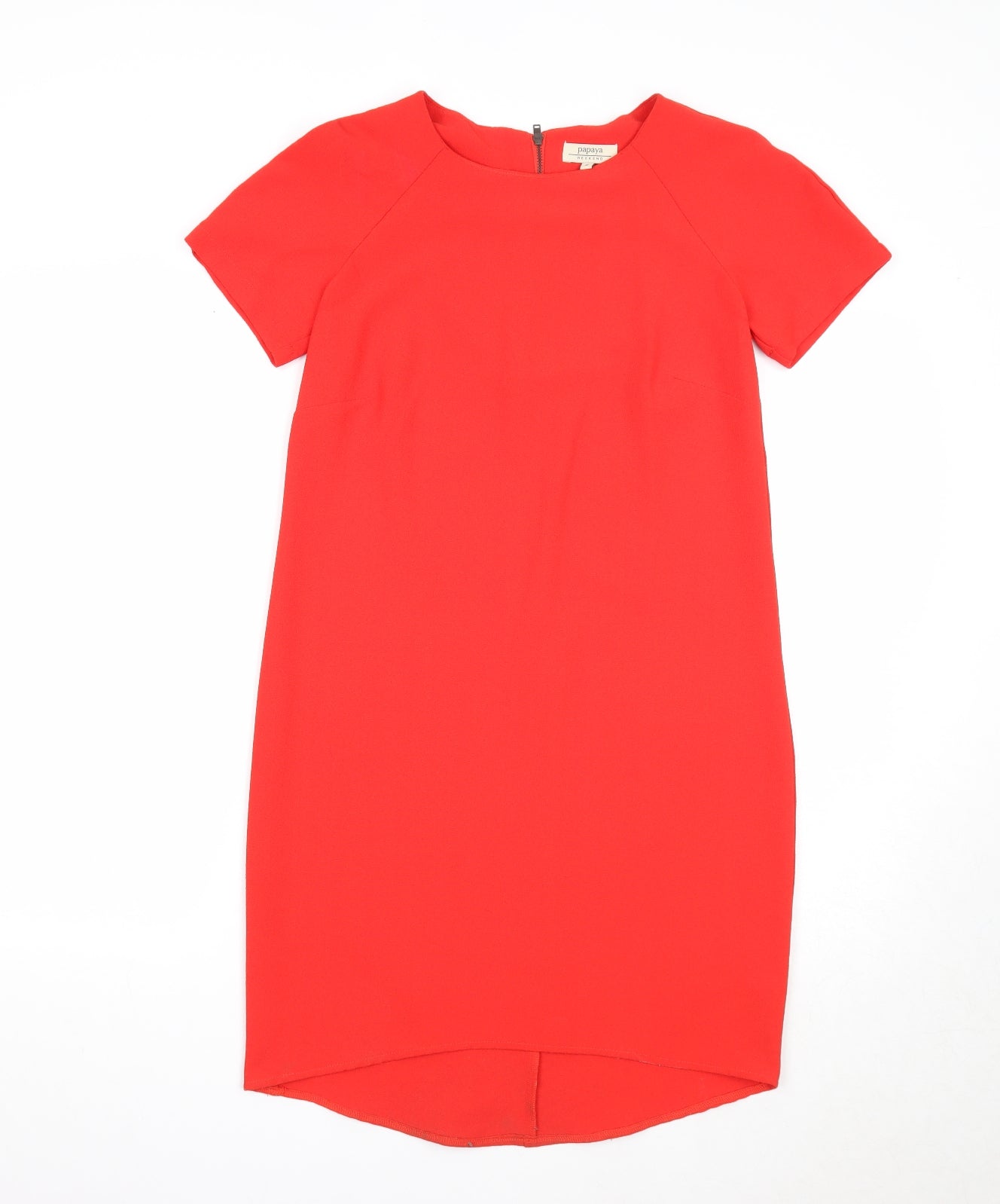 Papaya Womens Red Polyester A-Line Size 8 Round Neck Zip