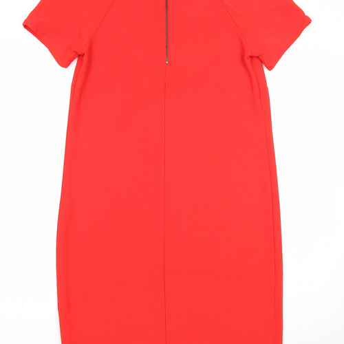 Papaya Womens Red Polyester A-Line Size 8 Round Neck Zip