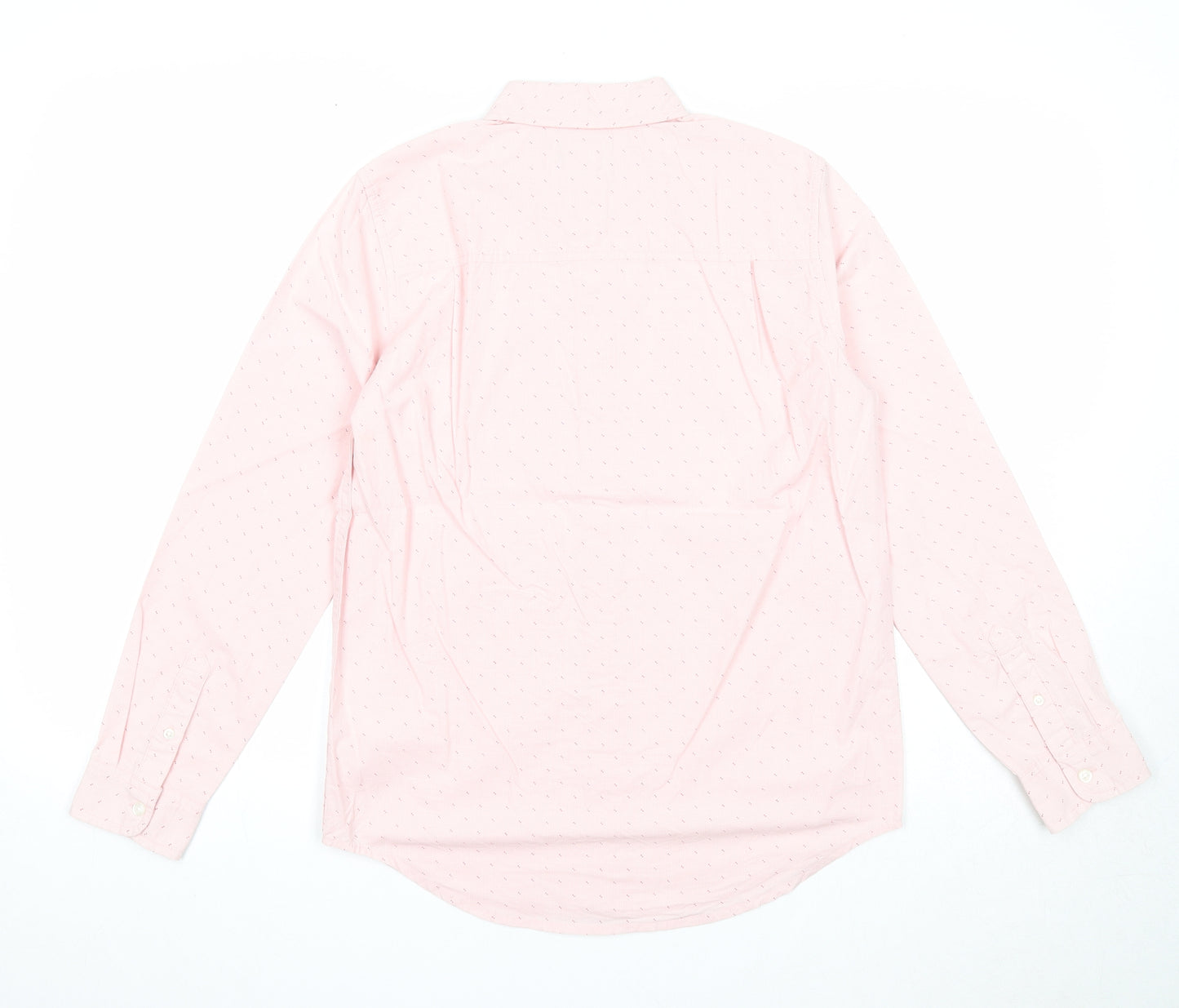 Place Mens Pink Geometric Cotton Button-Up Size 14 Collared Button