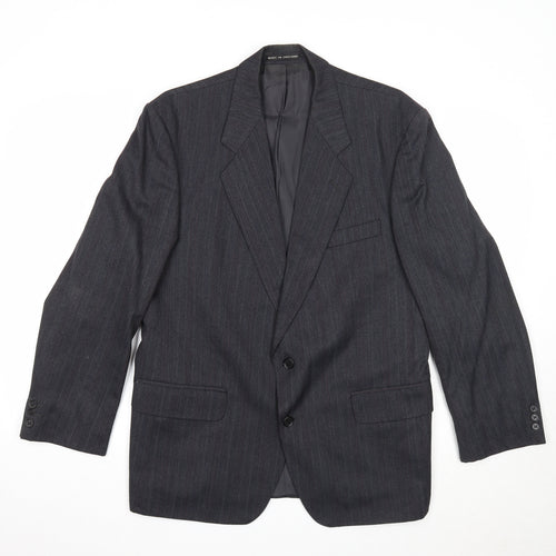 Pin Stripe Mens Black Striped Polyester Jacket Suit Jacket Size 42 Regular