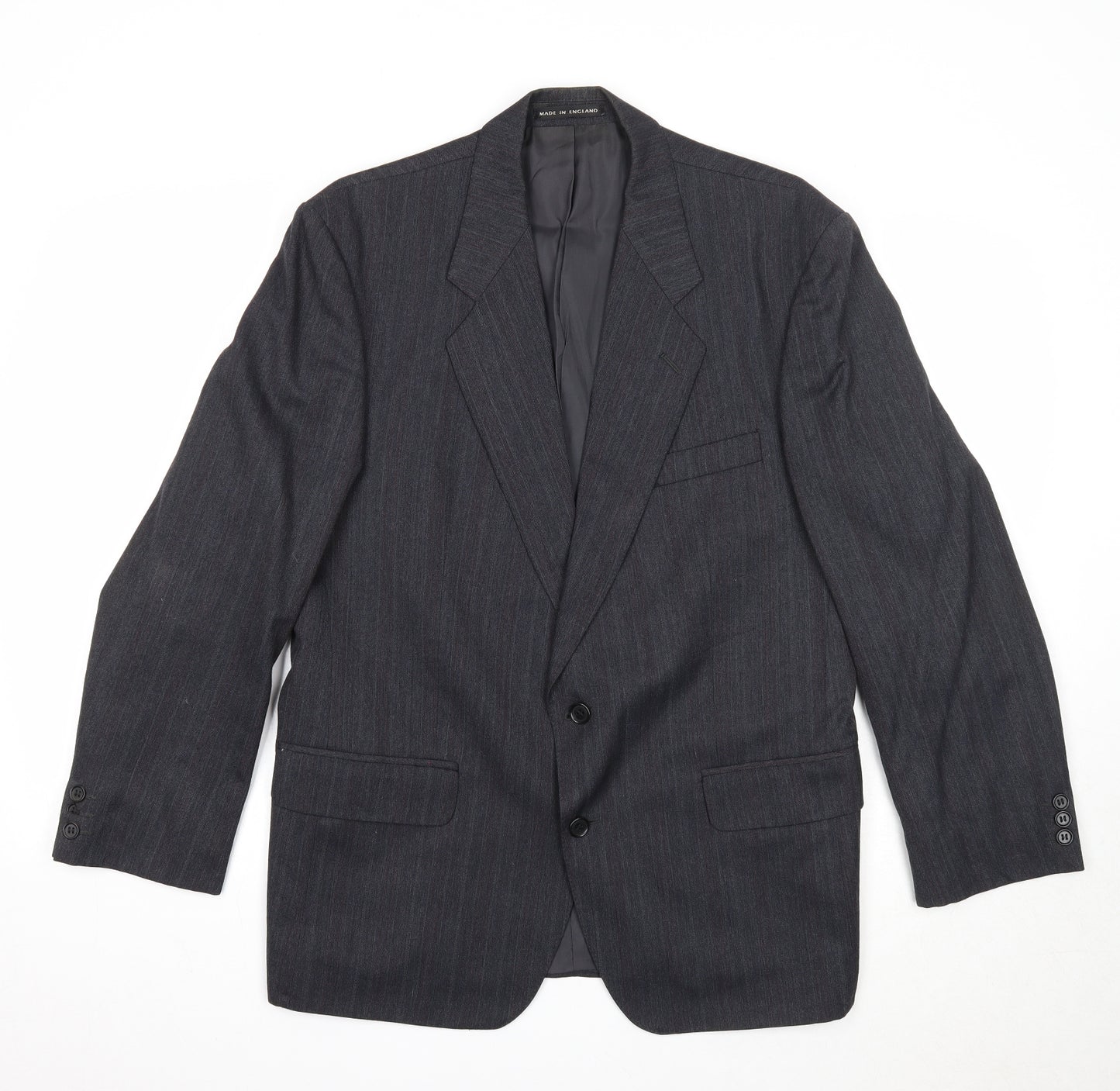 Pin Stripe Mens Black Striped Polyester Jacket Suit Jacket Size 42 Regular