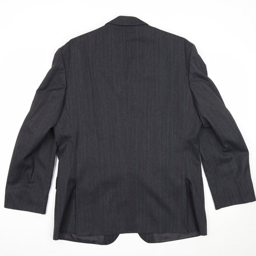 Pin Stripe Mens Black Striped Polyester Jacket Suit Jacket Size 42 Regular