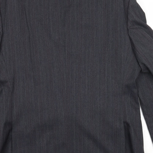 Pin Stripe Mens Black Striped Polyester Jacket Suit Jacket Size 42 Regular