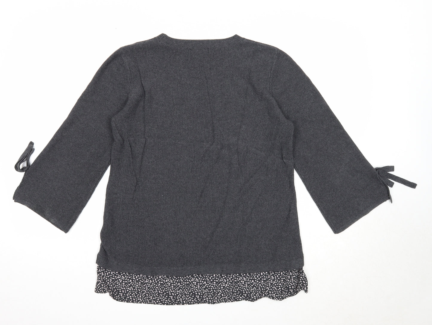 Monsoon Womens Grey Round Neck Cotton Pullover Jumper Size M