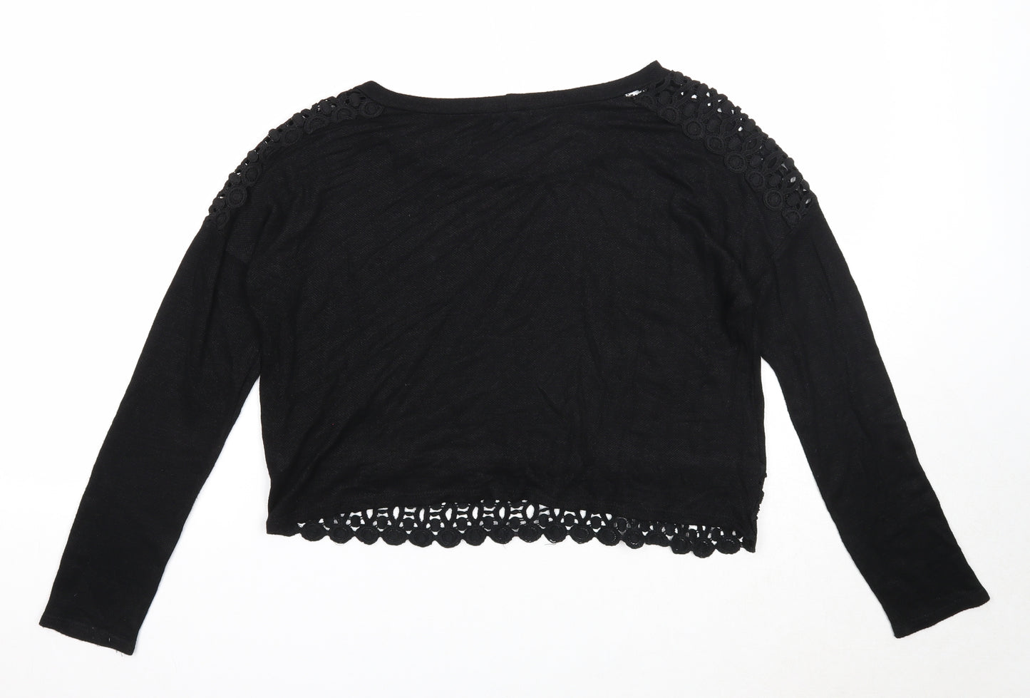 Lovely 153 Womens Black Boat Neck Viscose Pullover Jumper Size S