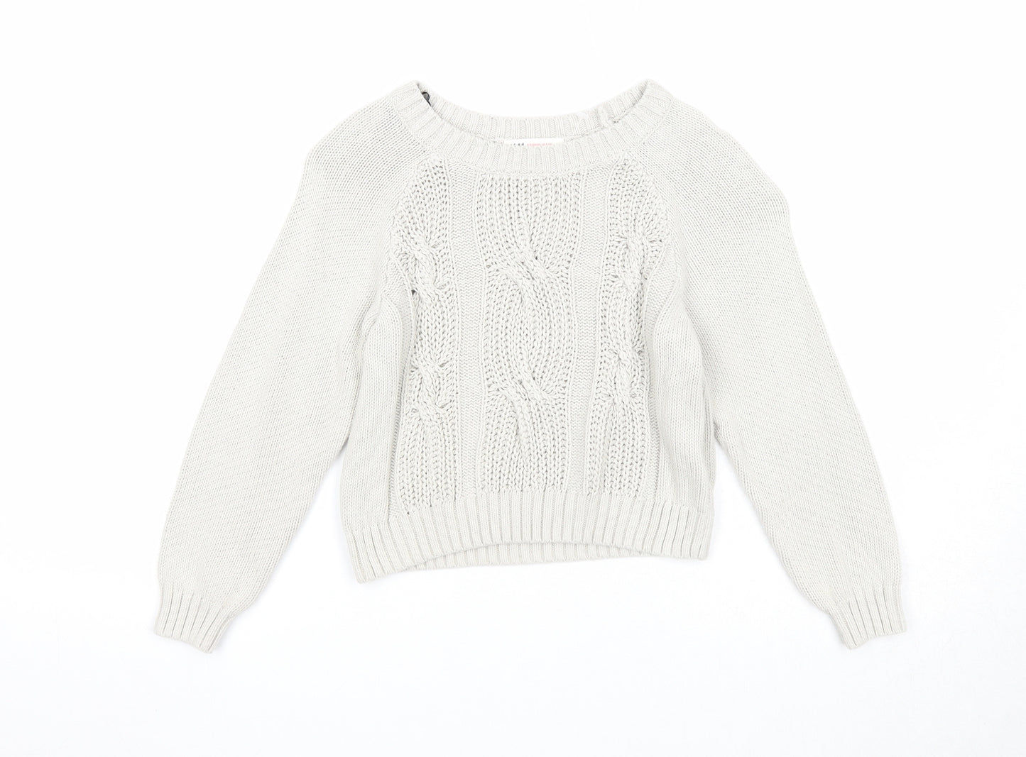 H&M Boys Ivory Round Neck Cotton Pullover Jumper Size 9-10 Years Pullover