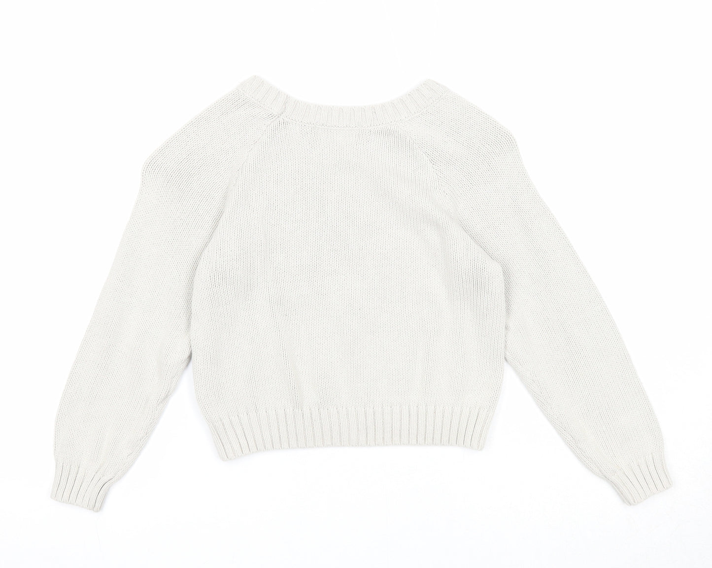 H&M Boys Ivory Round Neck Cotton Pullover Jumper Size 9-10 Years Pullover