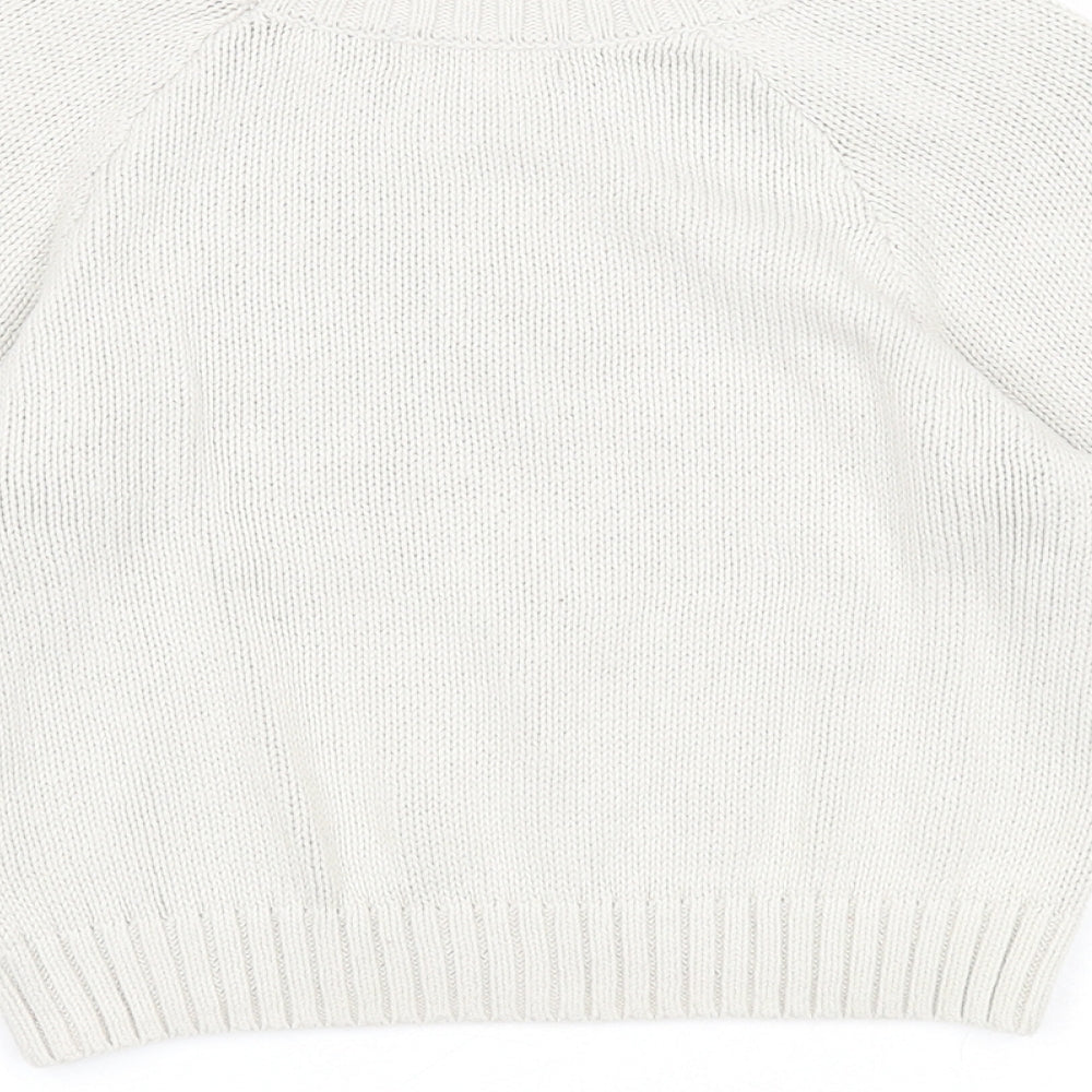 H&M Boys Ivory Round Neck Cotton Pullover Jumper Size 9-10 Years Pullover