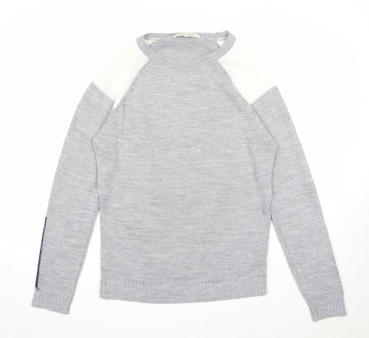 River Island Mens Grey Round Neck Acrylic Pullover Jumper Size S Long Sleeve