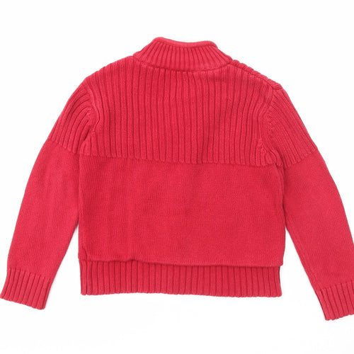 MC Baby Boys Red V-Neck Cotton Full Zip Jumper Size 6 Years Zip