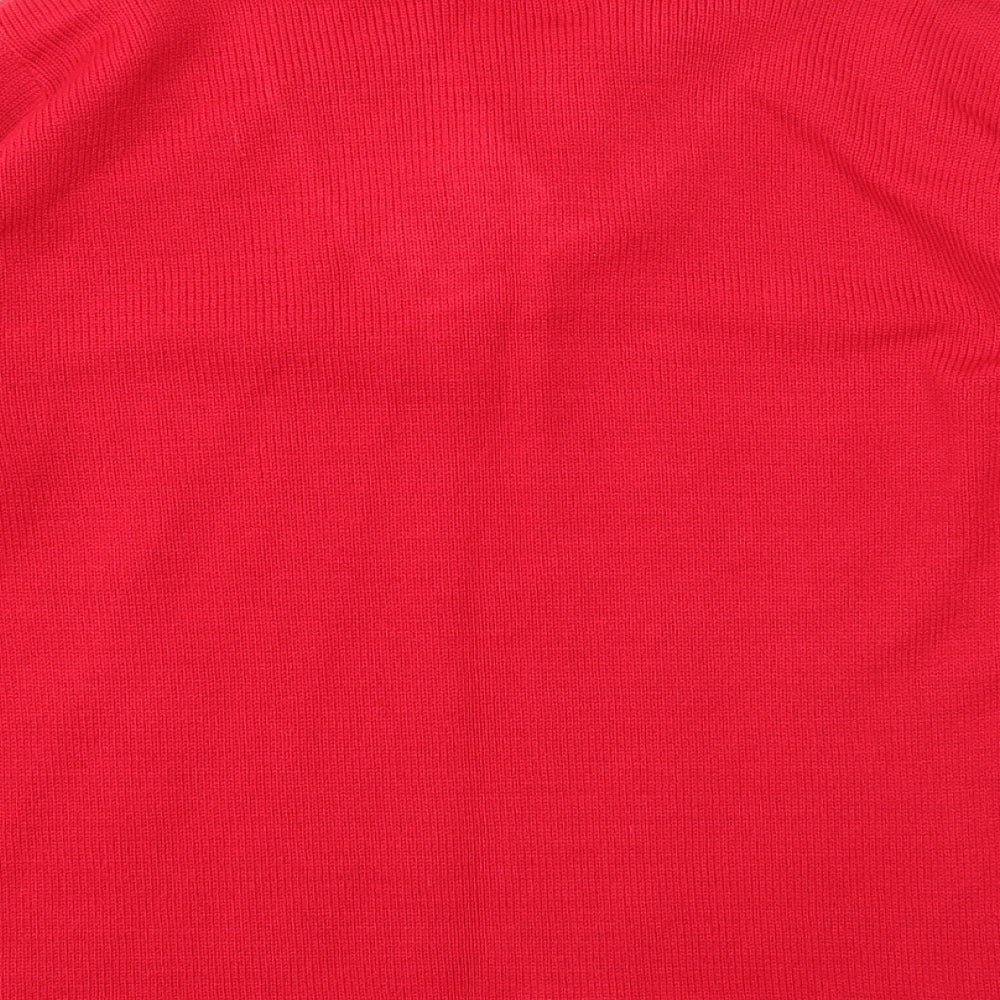CHIC Womens Red V-Neck Acrylic Pullover Jumper Size M