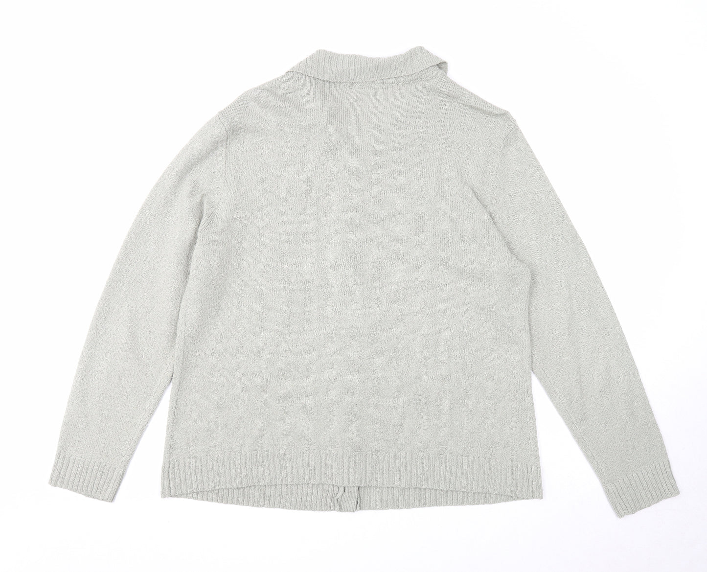 Bonmarché Womens Green Collared Acrylic Cardigan Jumper Size L