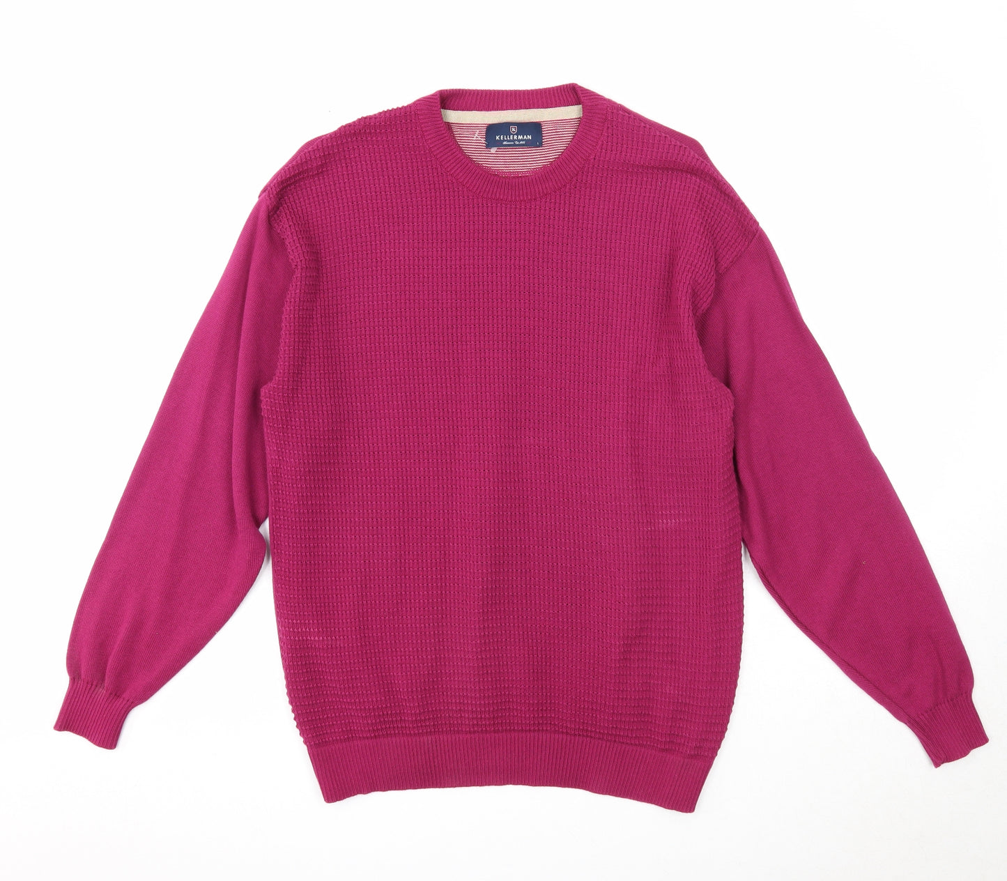 Kellerman Mens Purple Round Neck Cotton Pullover Jumper Size L Long Sleeve