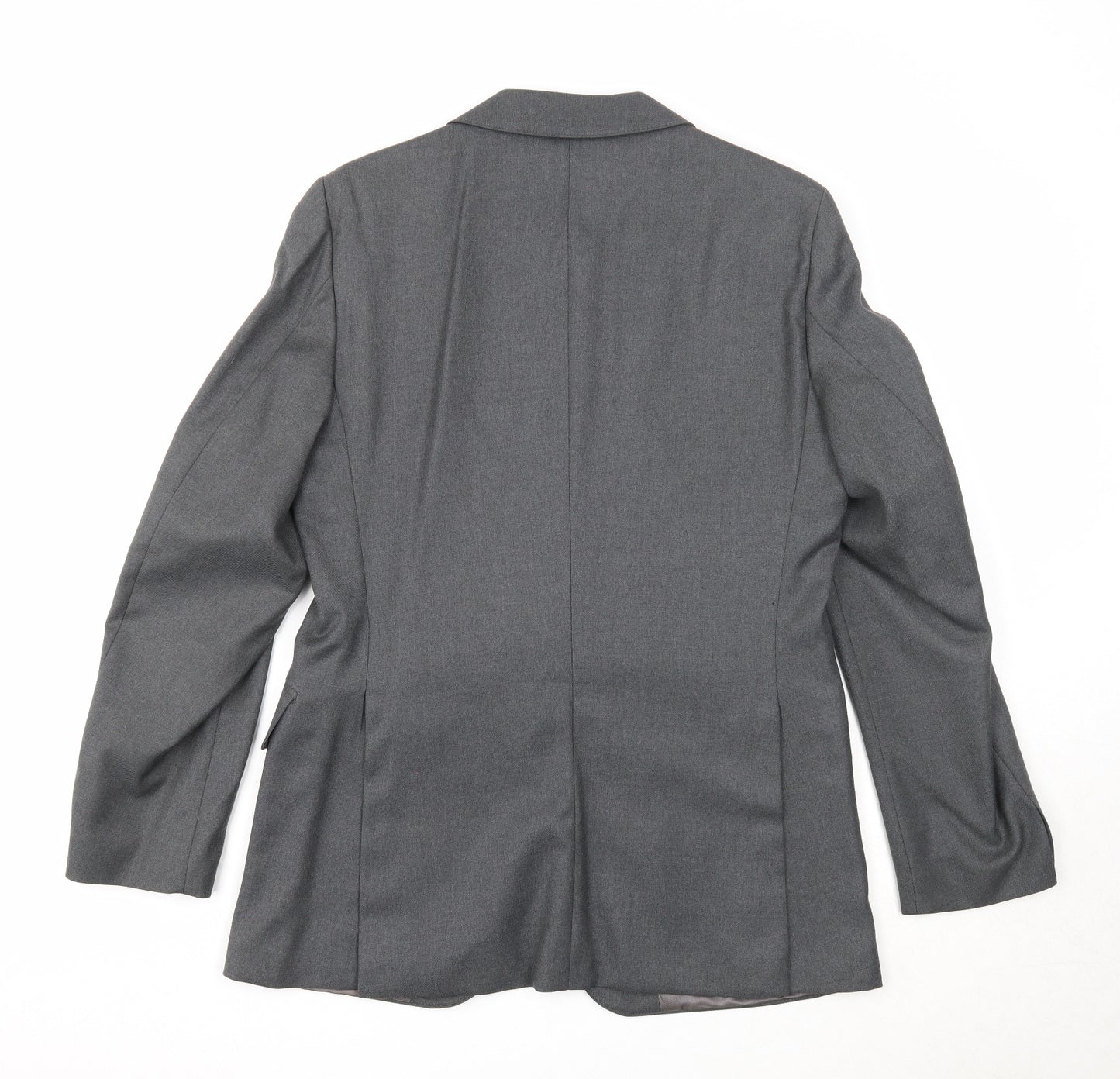 Preworn Mens Grey Polyester Jacket Suit Jacket Size 38 Regular