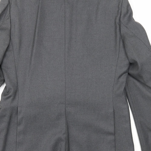 Preworn Mens Grey Polyester Jacket Suit Jacket Size 38 Regular