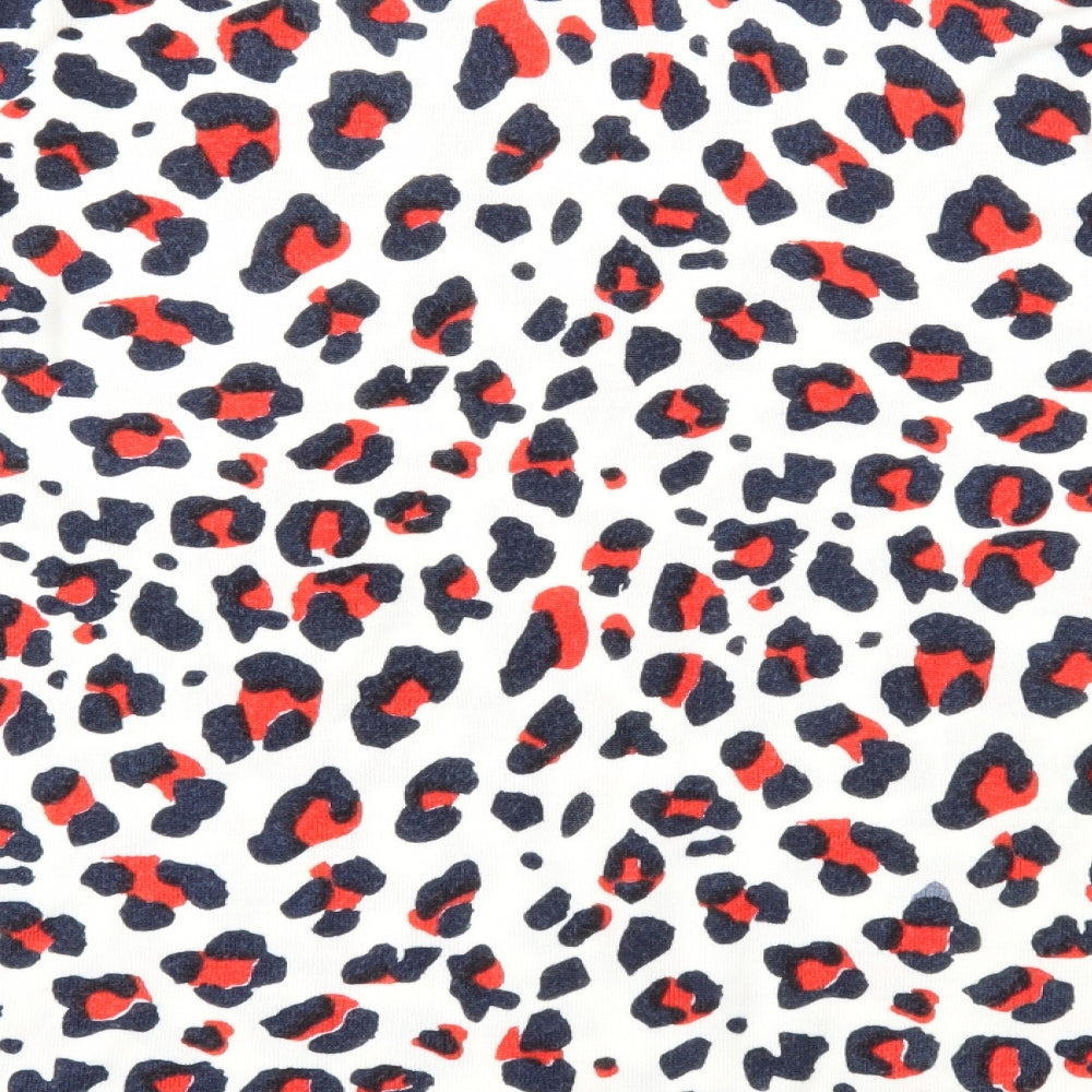 South Womens White Round Neck Animal Print Acrylic Pullover Jumper Size 22 - Leopard Pattern