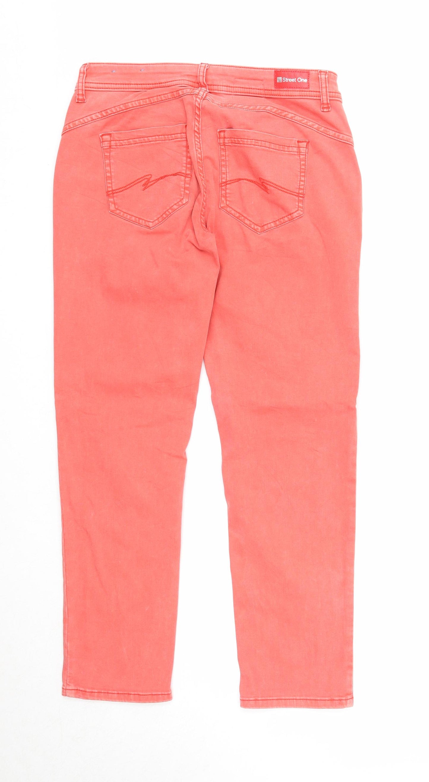 Street One Womens Pink Cotton Straight Jeans Size 26 in L26 in Regular Zip