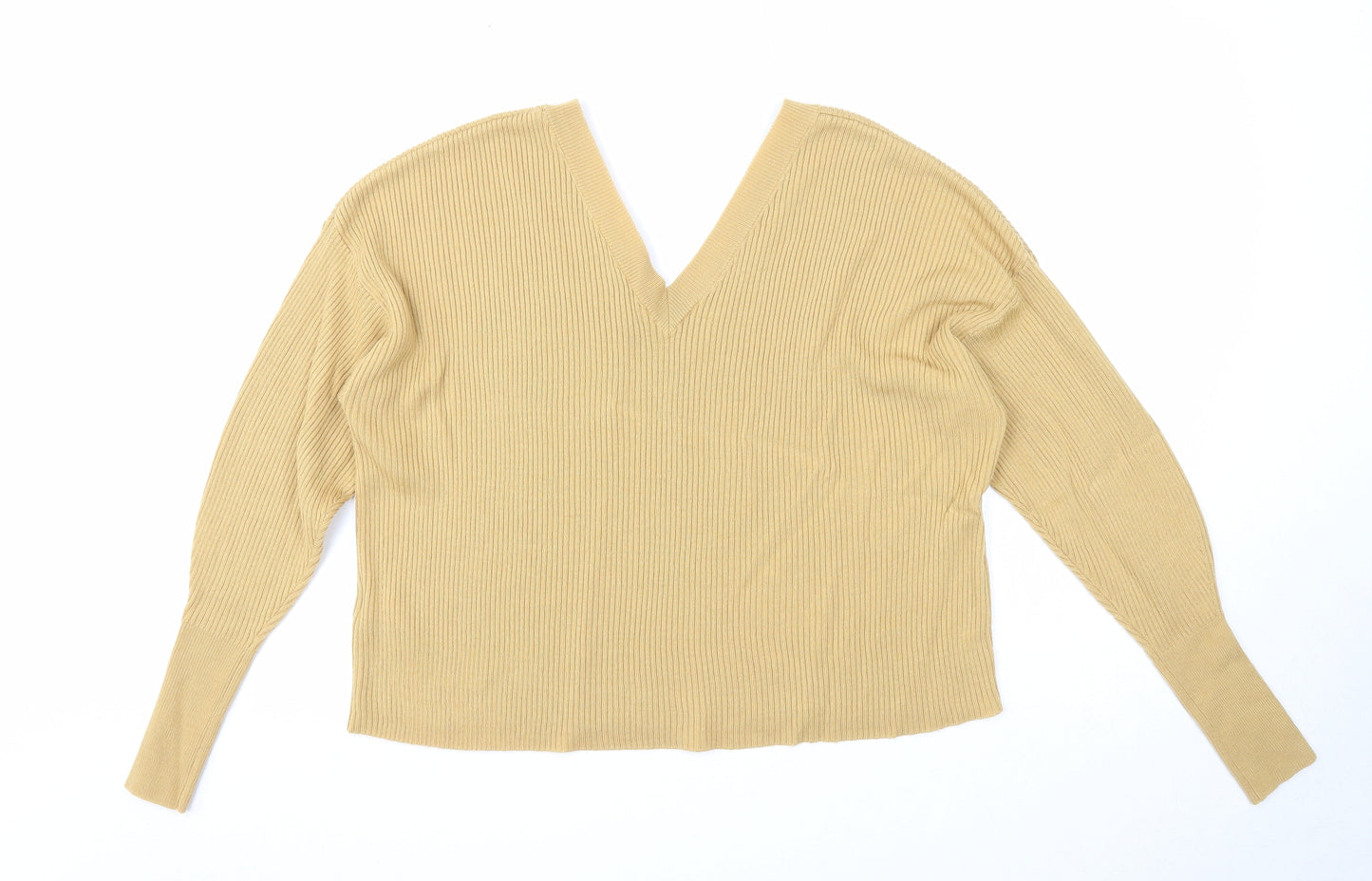 ASOS Womens Beige V-Neck Acrylic Pullover Jumper Size 10