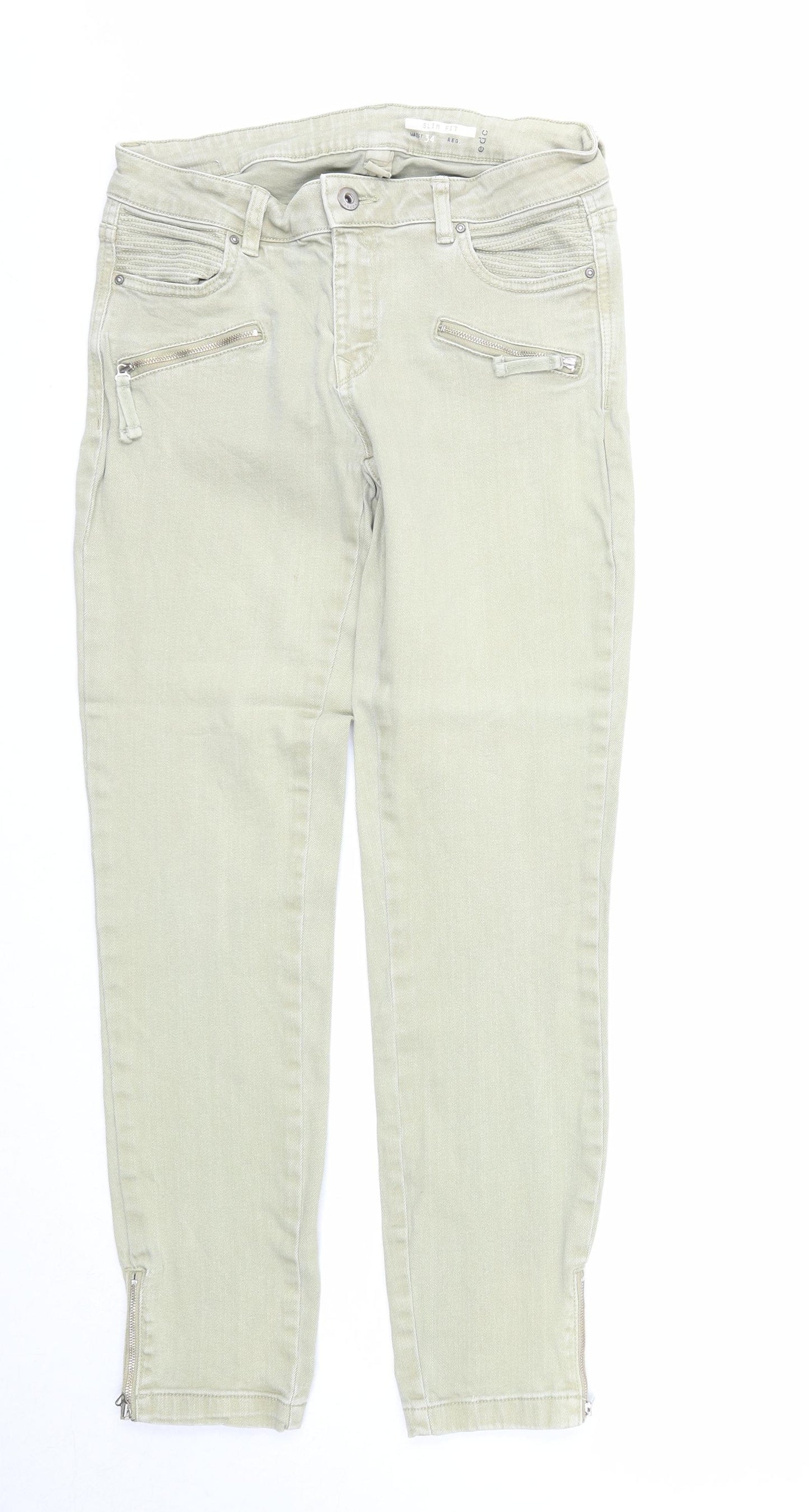 EDC Womens Green Cotton Straight Jeans Size 34 in Regular Zip