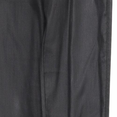 H&M Womens Black Cotton Trousers Size 28 in Regular Zip - Coated