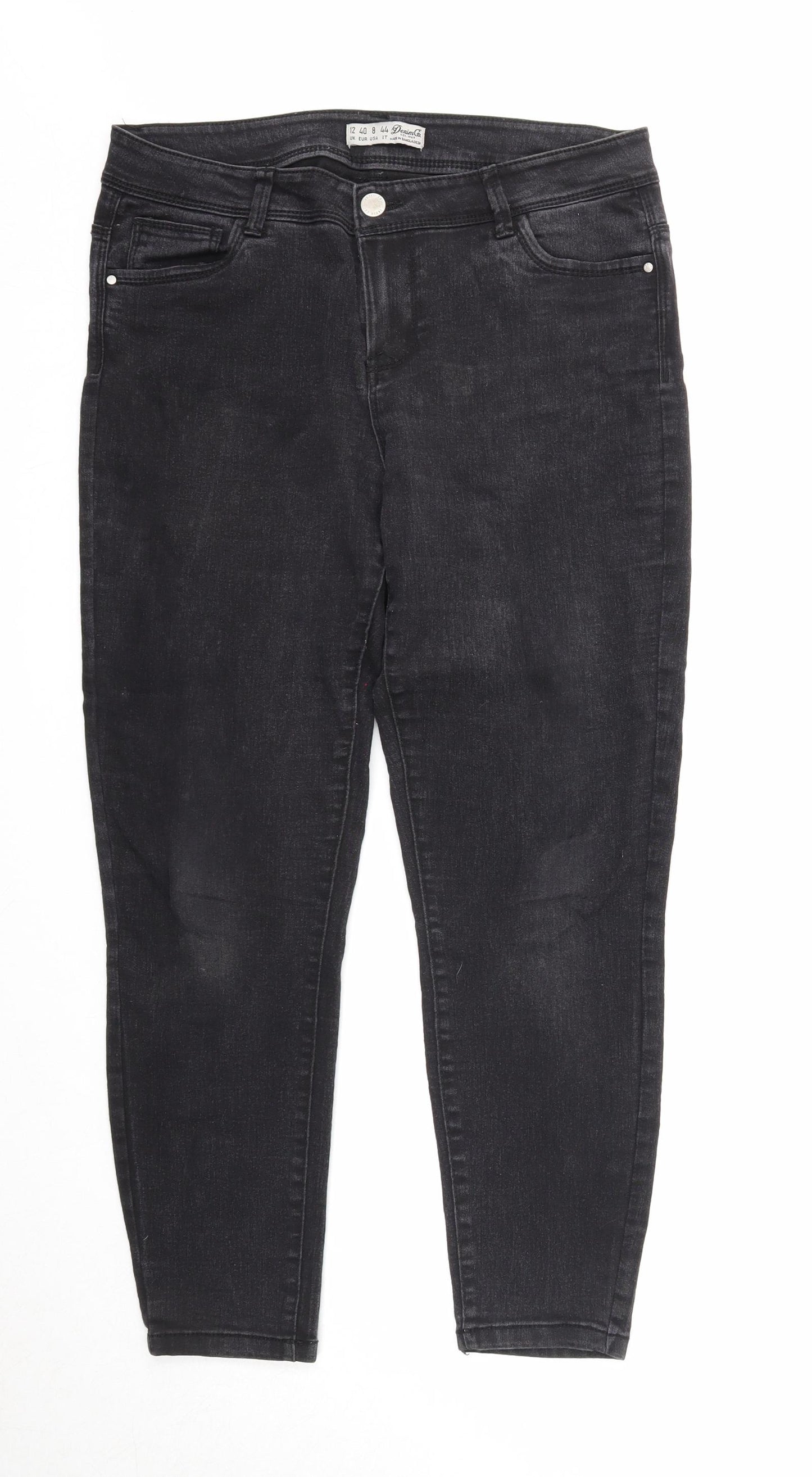 Denim & Co. Womens Black Cotton Skinny Jeans Size 12 Regular Zip