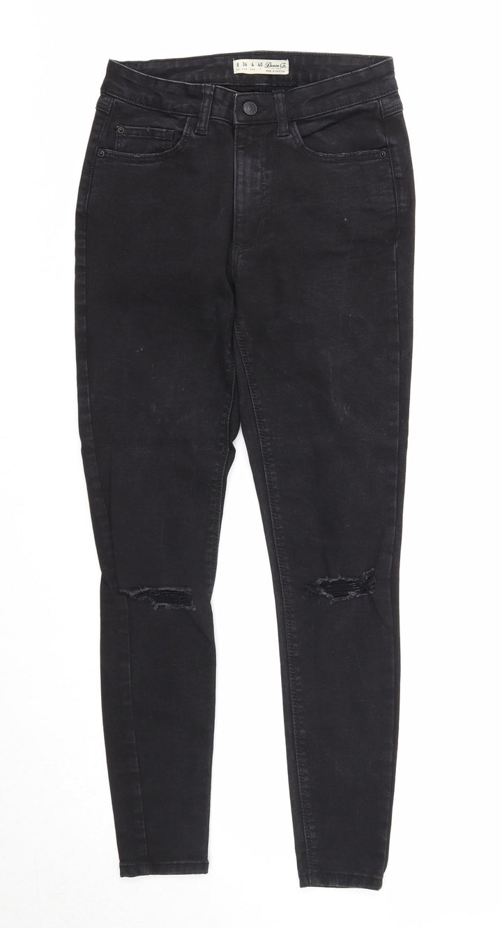 Denim & Co. Womens Black Cotton Skinny Jeans Size 8 Regular Zip
