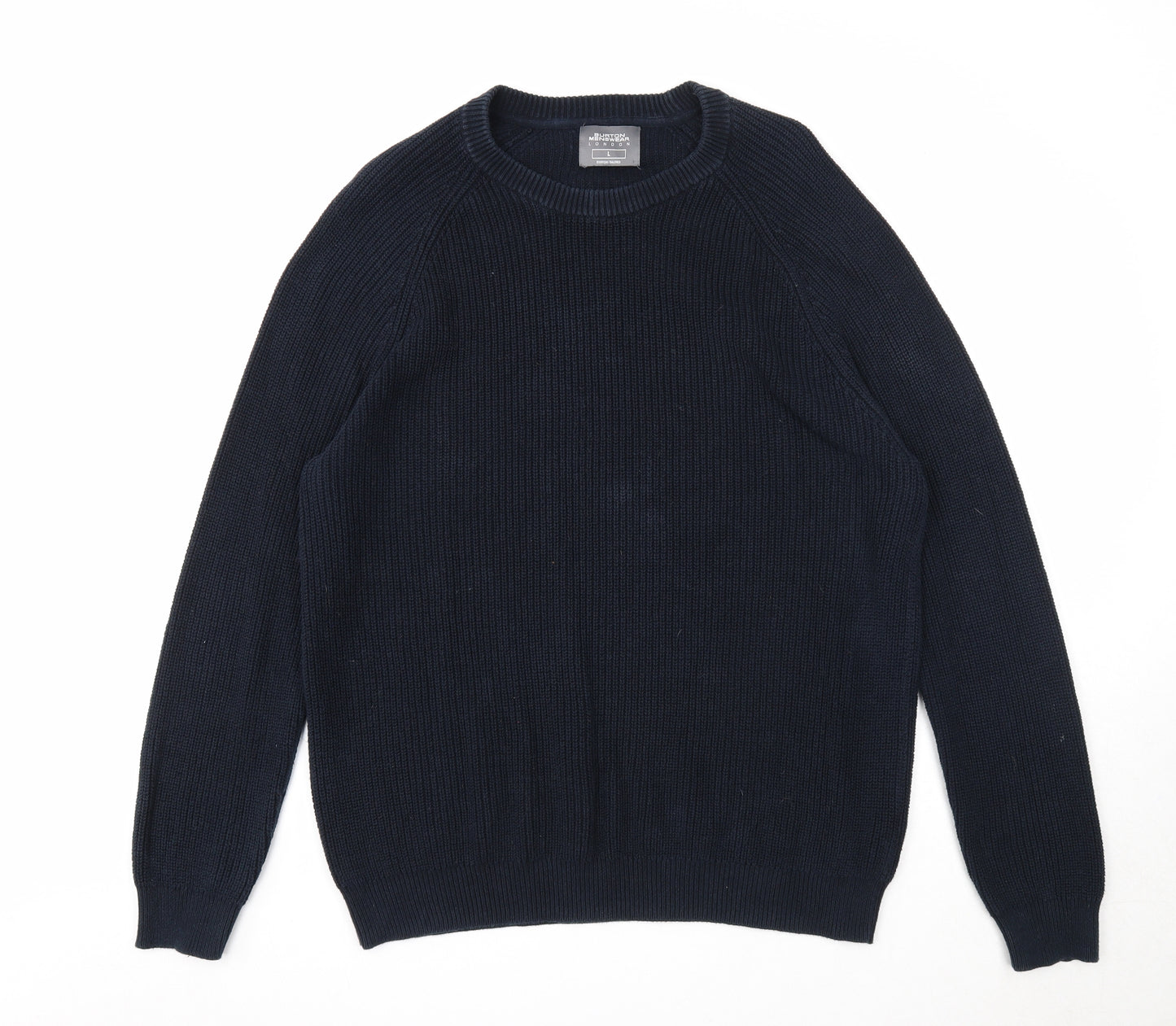 Burton Mens Blue Round Neck Cotton Pullover Jumper Size L Long Sleeve