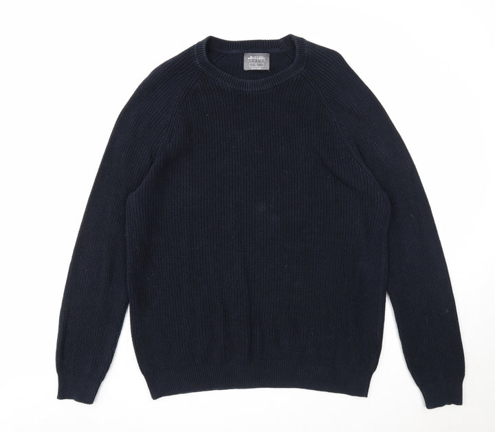 Burton Mens Blue Round Neck Cotton Pullover Jumper Size L Long Sleeve