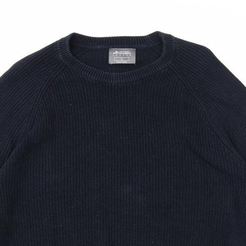 Burton Mens Blue Round Neck Cotton Pullover Jumper Size L Long Sleeve