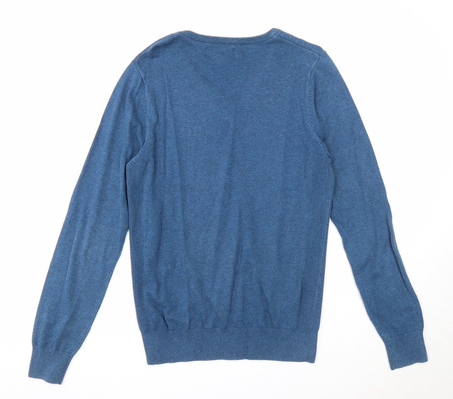 NEXT Mens Blue V-Neck Acrylic Pullover Jumper Size L Long Sleeve