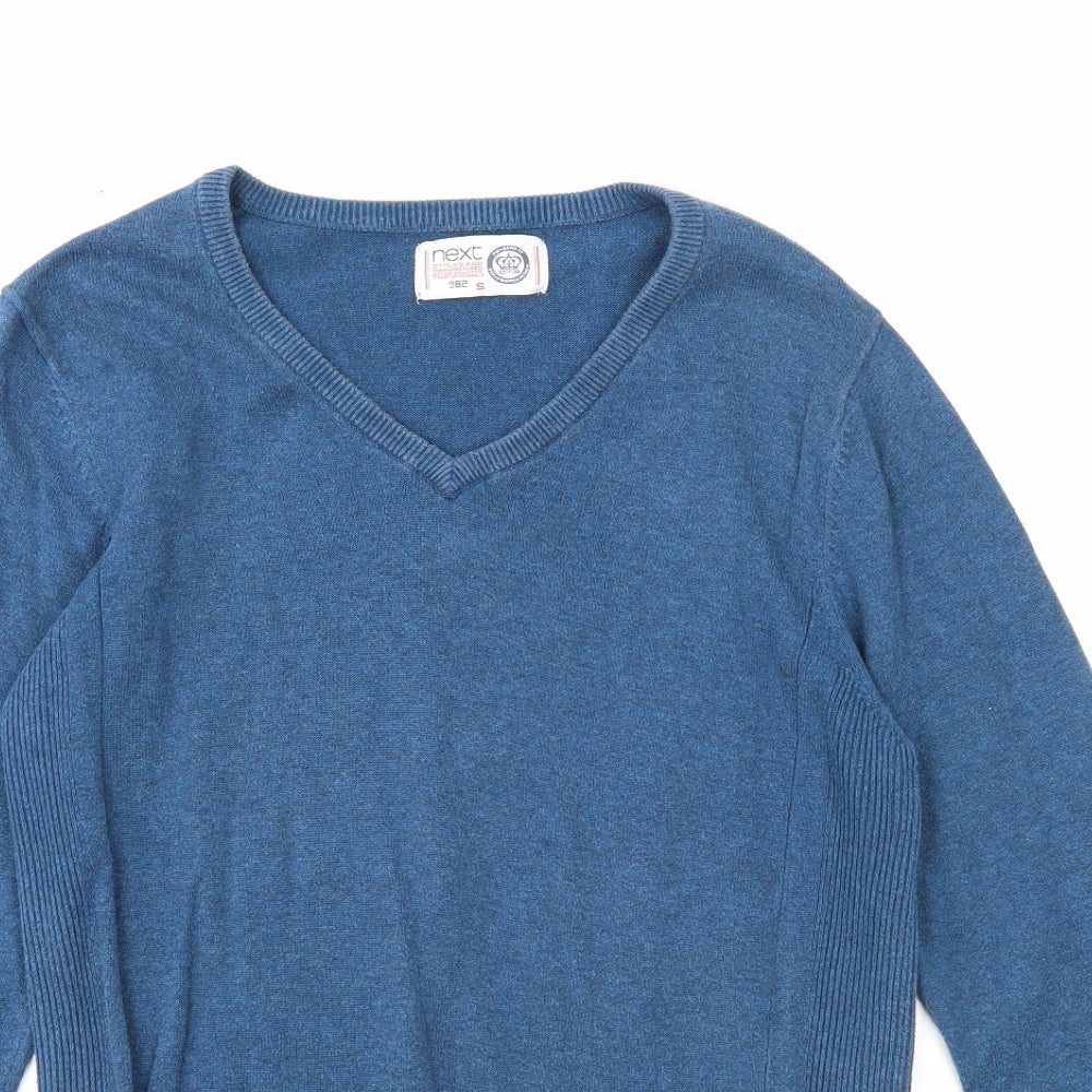 NEXT Mens Blue V-Neck Acrylic Pullover Jumper Size L Long Sleeve