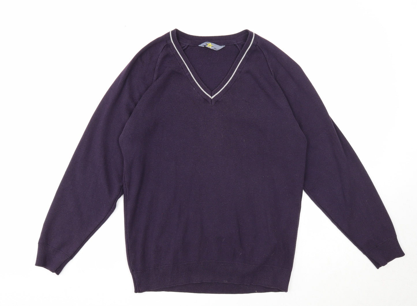 Magic Fit Womens Purple V-Neck Cotton Pullover Jumper Size 8