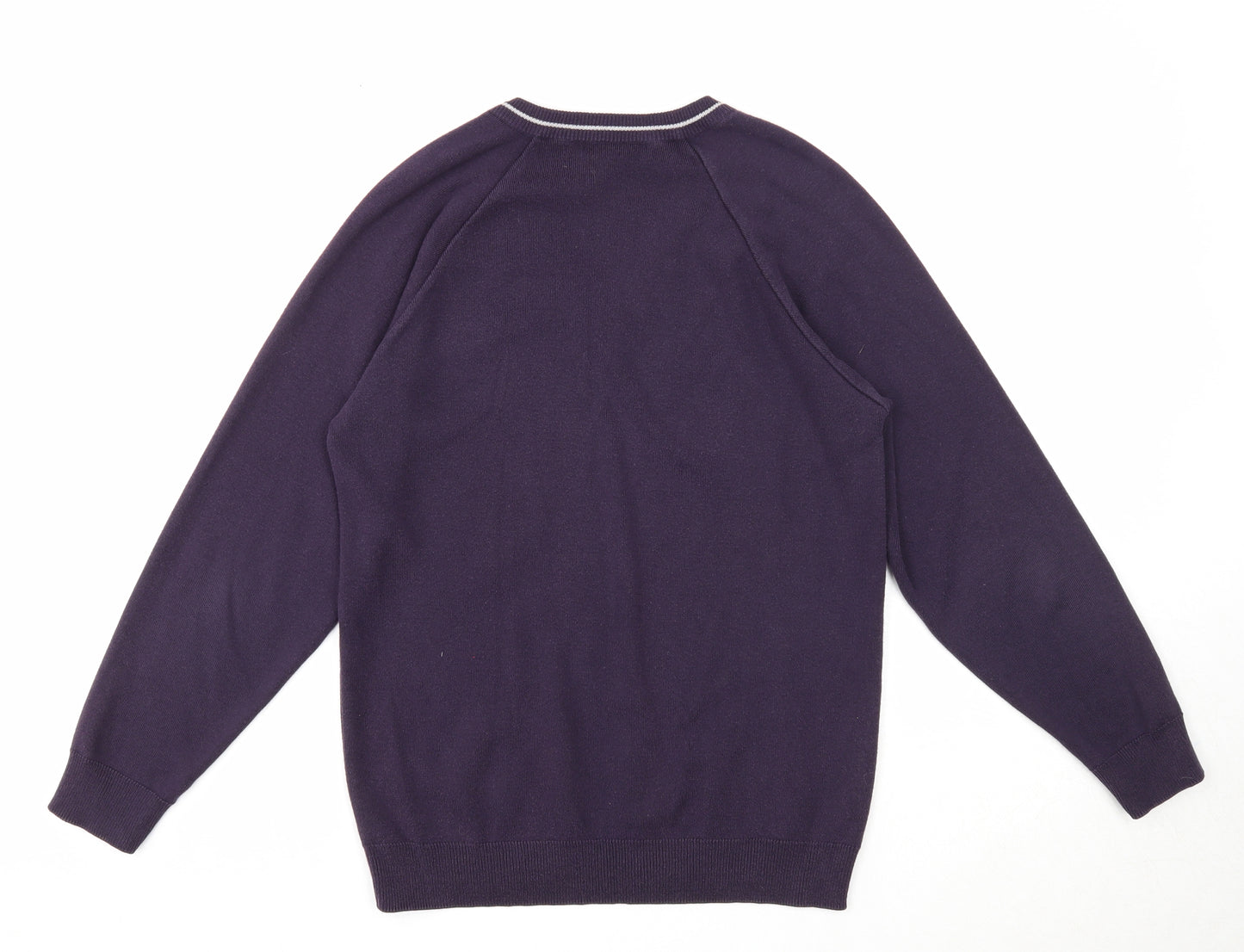 Magic Fit Womens Purple V-Neck Cotton Pullover Jumper Size 8