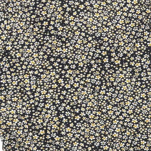 Miss Selfridge Womens Black Floral Viscose Basic Button-Up Size 6 Collared
