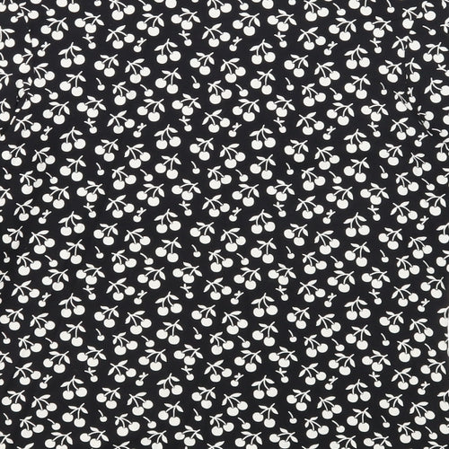 Laura Ashley Womens Black Geometric Viscose Basic Blouse Size 12 V-Neck - Cherries