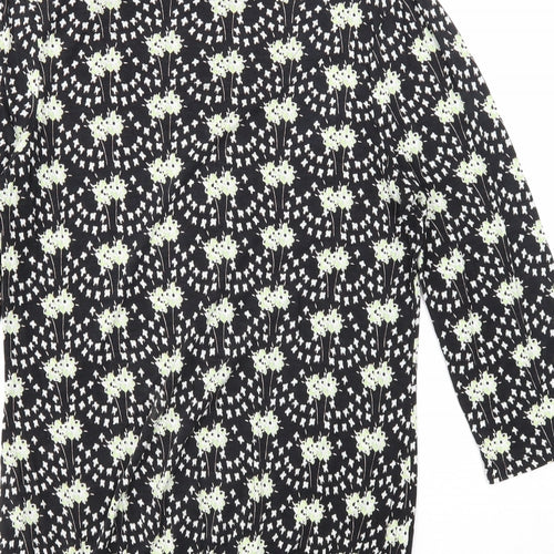 NEXT Womens Black Geometric Polyester Basic Blouse Size 10 Round Neck