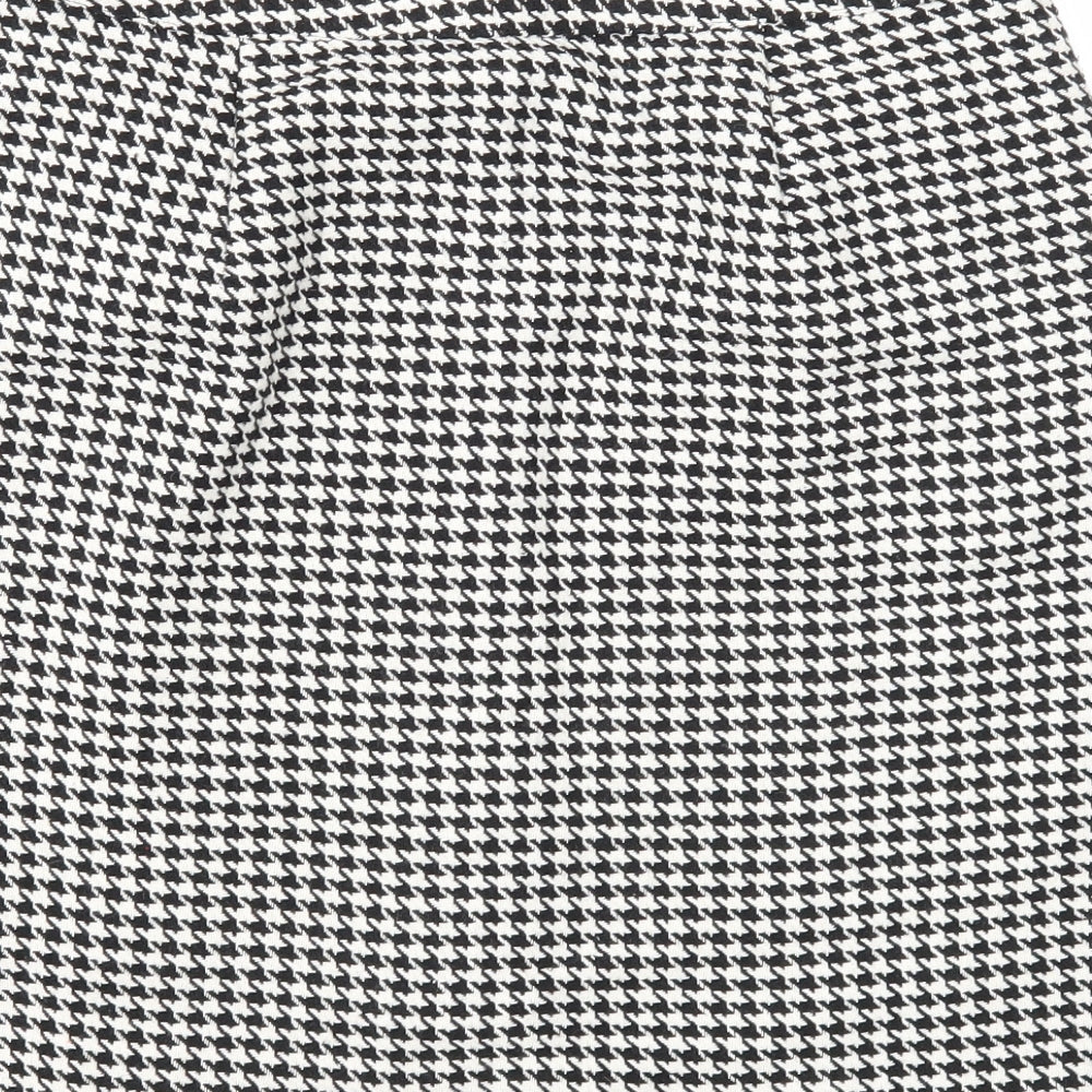 New Look Womens Black Geometric Polyester A-Line Skirt Size 12 Zip - Houndstooth Pattern