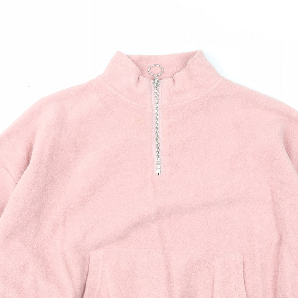 New Look Womens Pink Polyester Pullover Sweatshirt Size 10 Zip