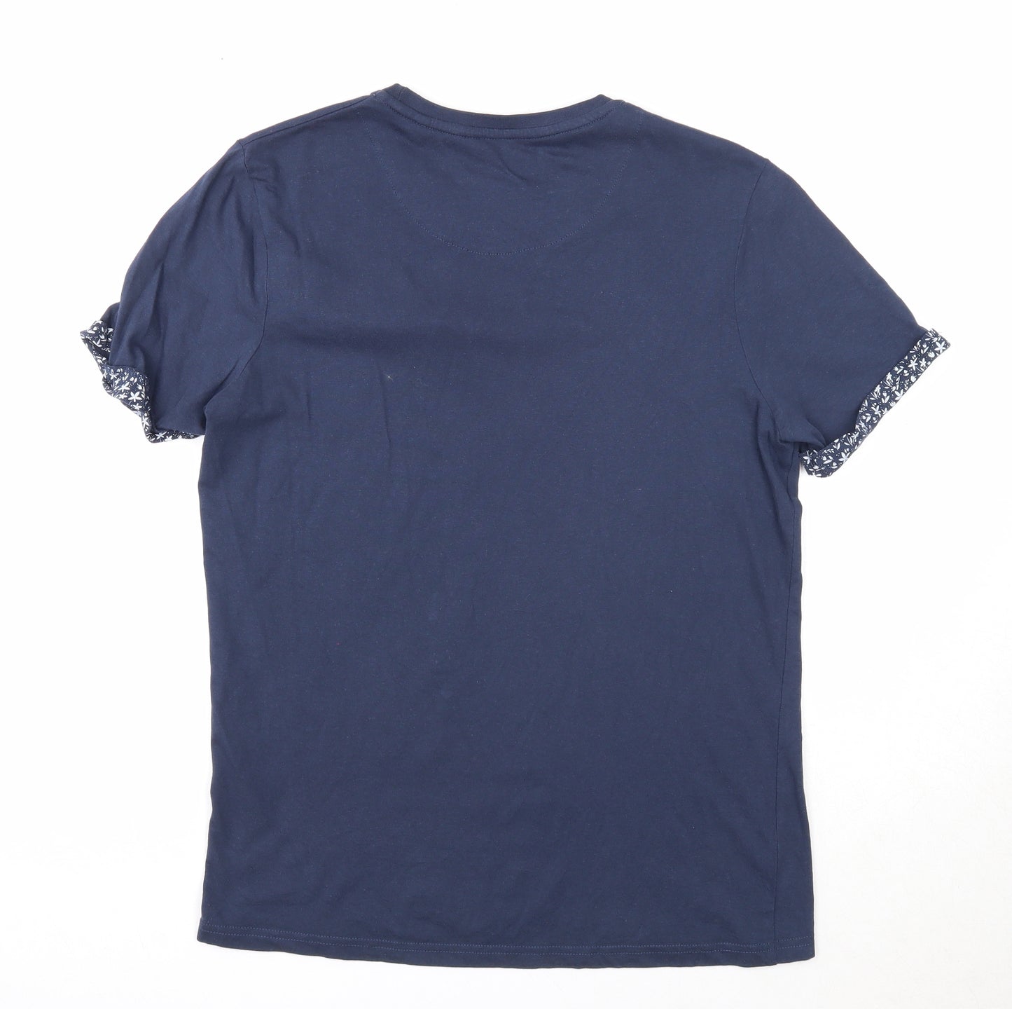 Fluid Mens Blue Cotton T-Shirt Size M Round Neck