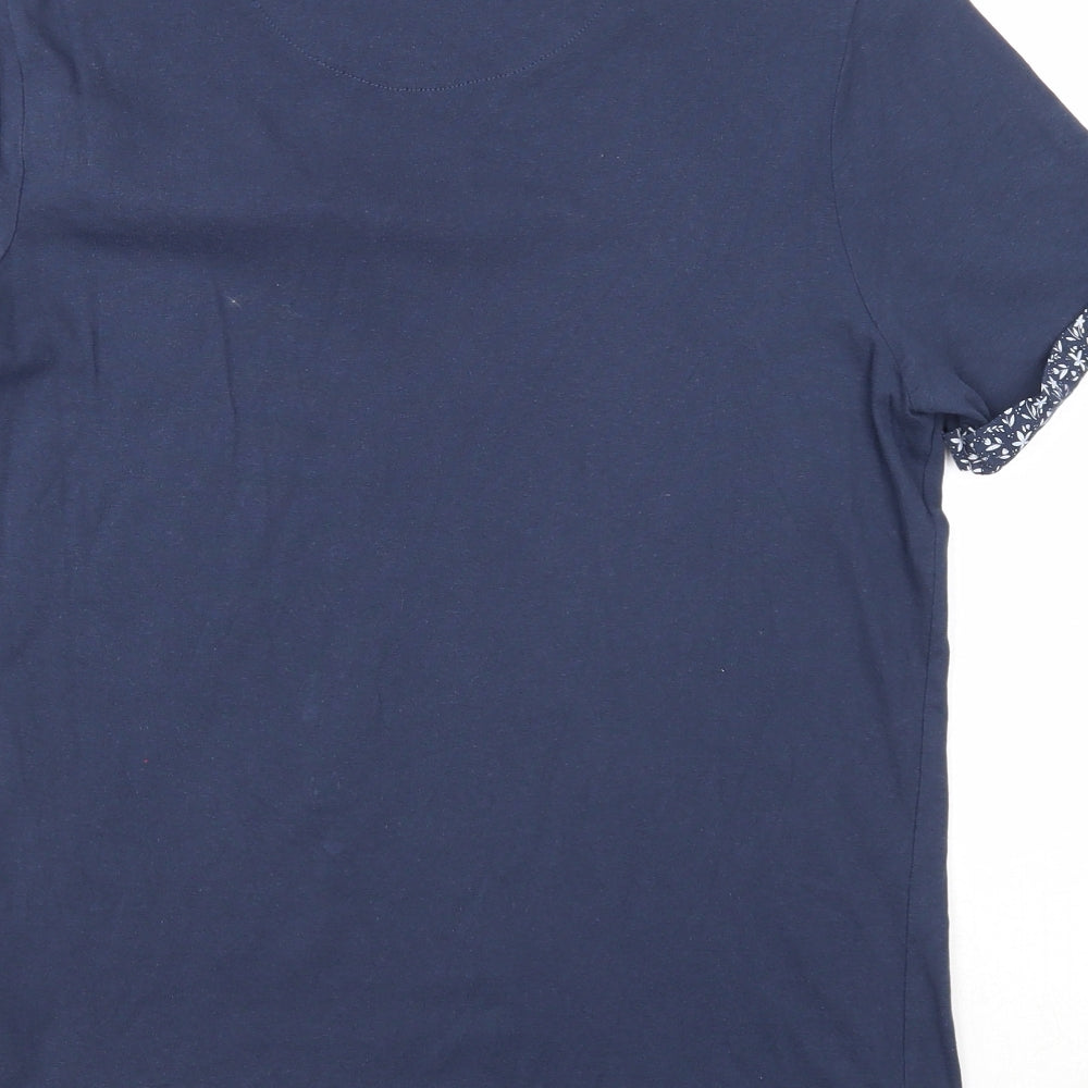 Fluid Mens Blue Cotton T-Shirt Size M Round Neck