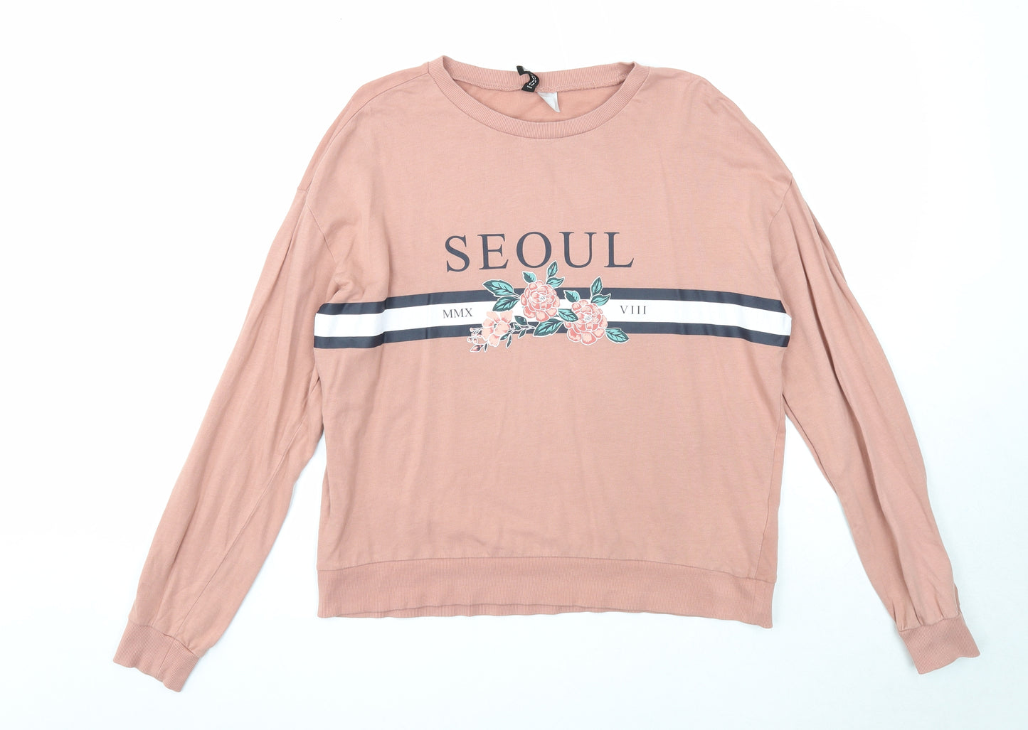 Divided Womens Pink Cotton Pullover Sweatshirt Size M Pullover - Seoul