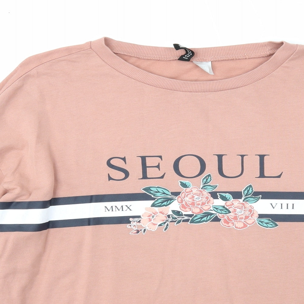 Divided Womens Pink Cotton Pullover Sweatshirt Size M Pullover - Seoul