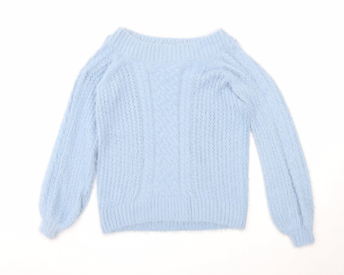 NEXT Womens Blue Boat Neck Nylon Pullover Jumper Size 8