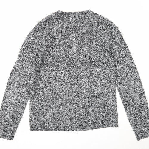 Topman Mens Black Round Neck Acrylic Pullover Jumper Size S Long Sleeve