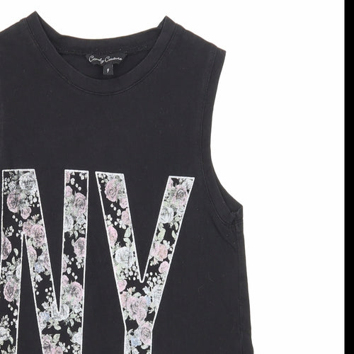 Candy Couture Girls Black Cotton Basic Tank Size 9 Years Round Neck Pullover - New York City