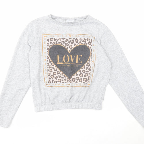 I love girls wear Girls Grey Polyester Pullover Sweatshirt Size 11 Years Pullover - Love