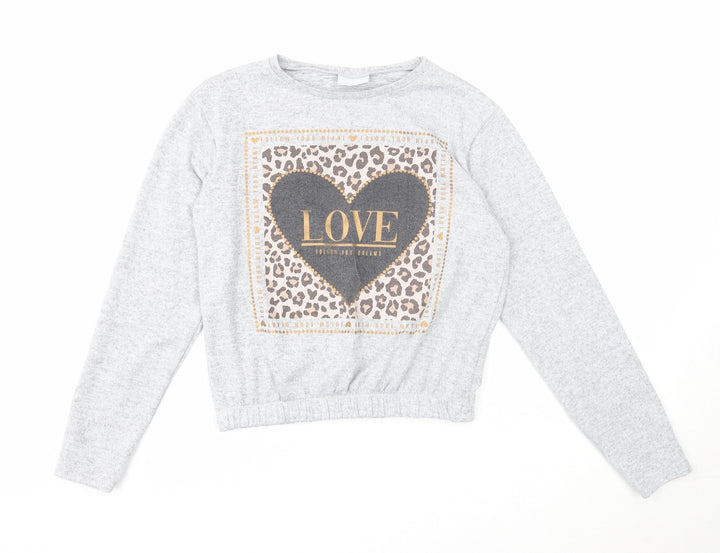 I love girls wear Girls Grey Polyester Pullover Sweatshirt Size 11 Years Pullover - Love