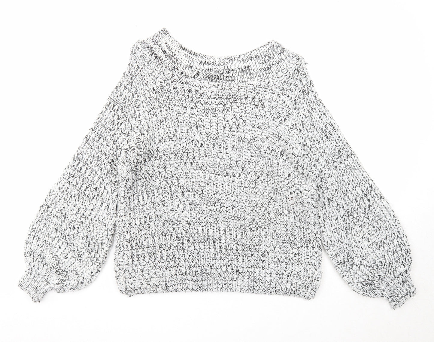 New Look Womens White Round Neck Acrylic Pullover Jumper Size S