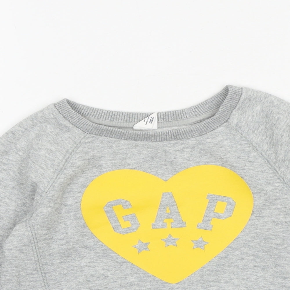 Gap Girls Grey Cotton Pullover Sweatshirt Size 4 Years Pullover - Heart